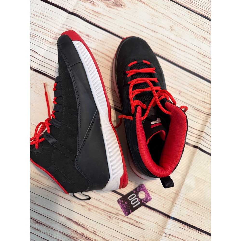 Fila Mens Mid Top Basketball Sneakers Black Red White 1BM00875-014 Size 8.5